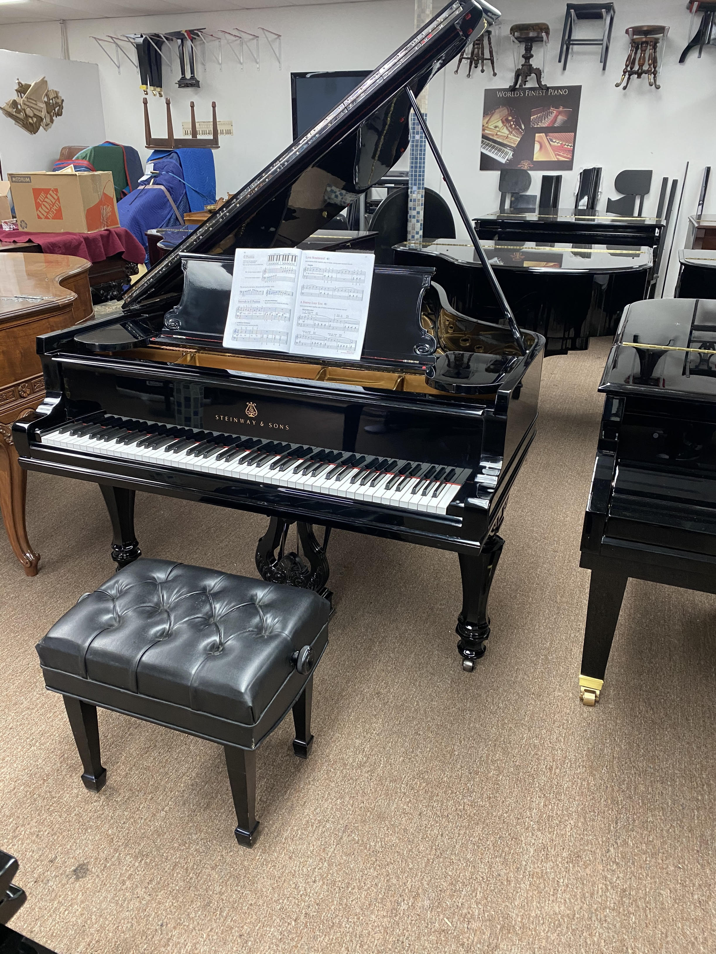 STEINWAY A 6'4" ART CASE DESIGNED BY TIFFANY OF NY, HI GLOSS