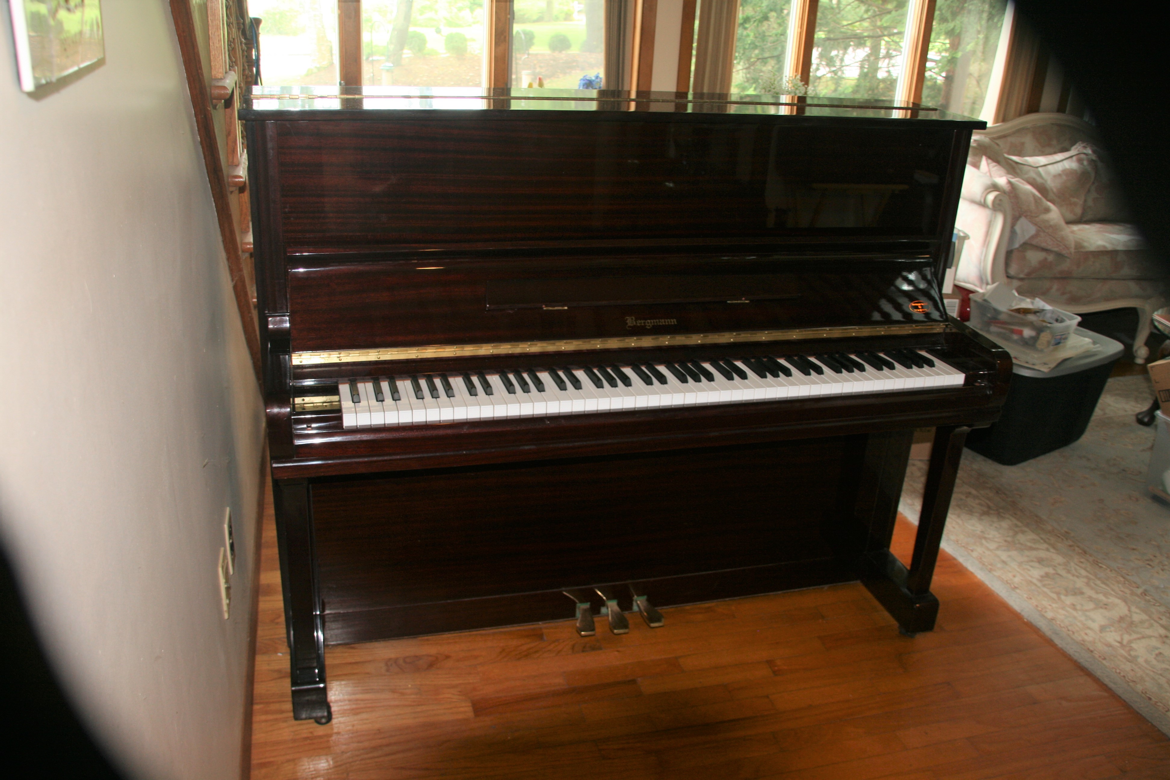 Bergmann E-121 Upright 48" Piano Mahogany Finish
