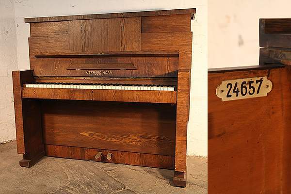 Gerhard Adams upright piano with a Modernist, Oak Case